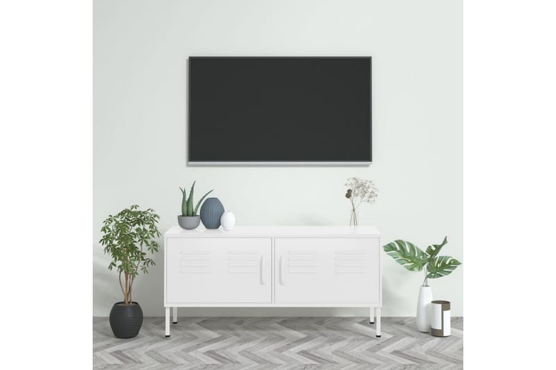 TV-benk hvit 105x35x50 cm stål - Hvit - TV-benk & mediabenk