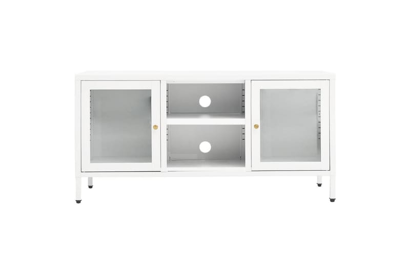 TV-benk hvit 105x35x52 cm stål og glass - Hvit - Møbler - Mediamøbel & tv møbel - TV-benk & mediabenk