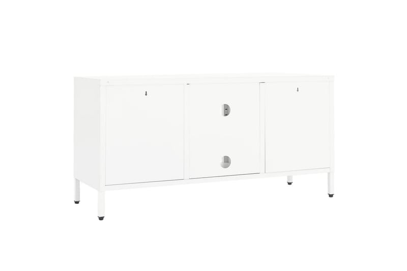TV-benk hvit 105x35x52 cm stål og glass - Hvit - Møbler - Mediamøbel & tv møbel - TV-benk & mediabenk