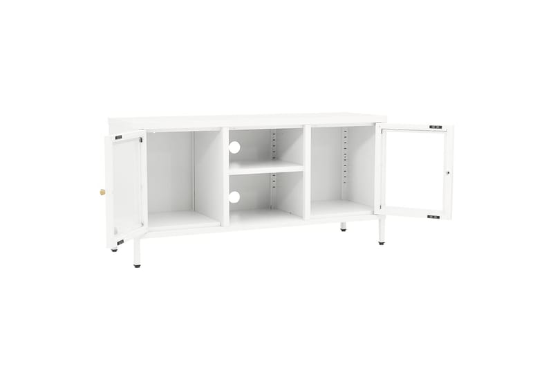 TV-benk hvit 105x35x52 cm stål og glass - Hvit - Møbler - Mediamøbel & tv møbel - TV-benk & mediabenk
