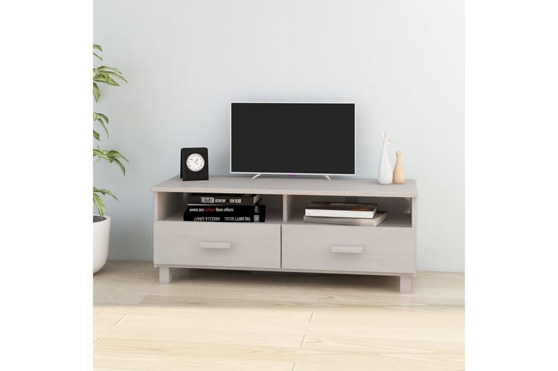 TV-benk hvit 106x40x40 cm heltre furu - Hvit - Møbler - Mediamøbel & tv møbel - TV-benk & mediabenk
