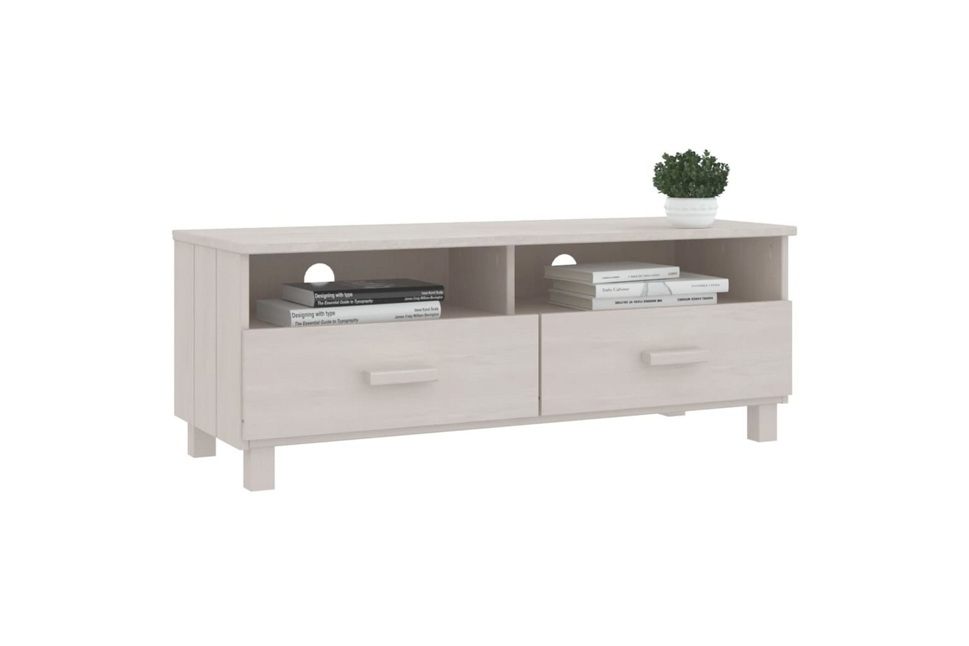 TV-benk hvit 106x40x40 cm heltre furu - Hvit - Møbler - Mediamøbel & tv møbel - TV-benk & mediabenk