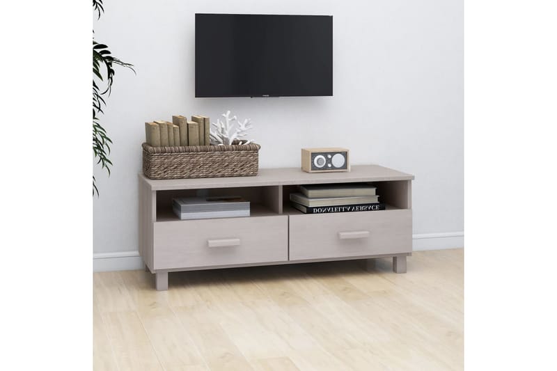 TV-benk hvit 106x40x40 cm heltre furu - Hvit - TV-benk & mediabenk