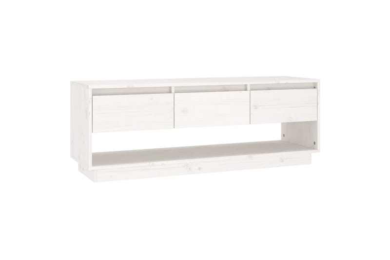 TV-benk hvit 110,5x34x40 cm heltre furu - Hvit - Møbler - Mediamøbel & tv møbel - TV-benk & mediabenk