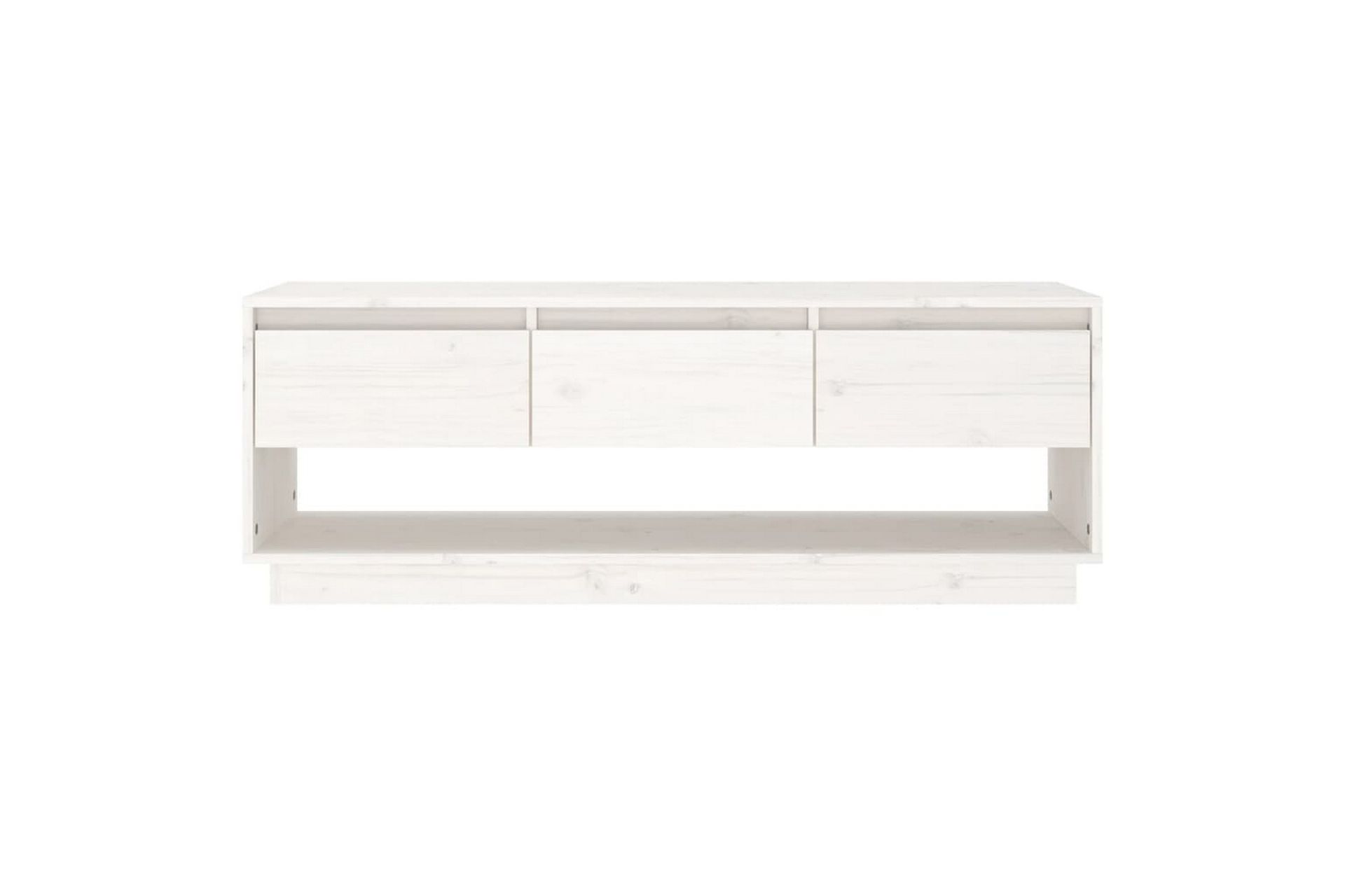 TV-benk hvit 110,5x34x40 cm heltre furu - Hvit - Møbler - Mediamøbel & tv møbel - TV-benk & mediabenk