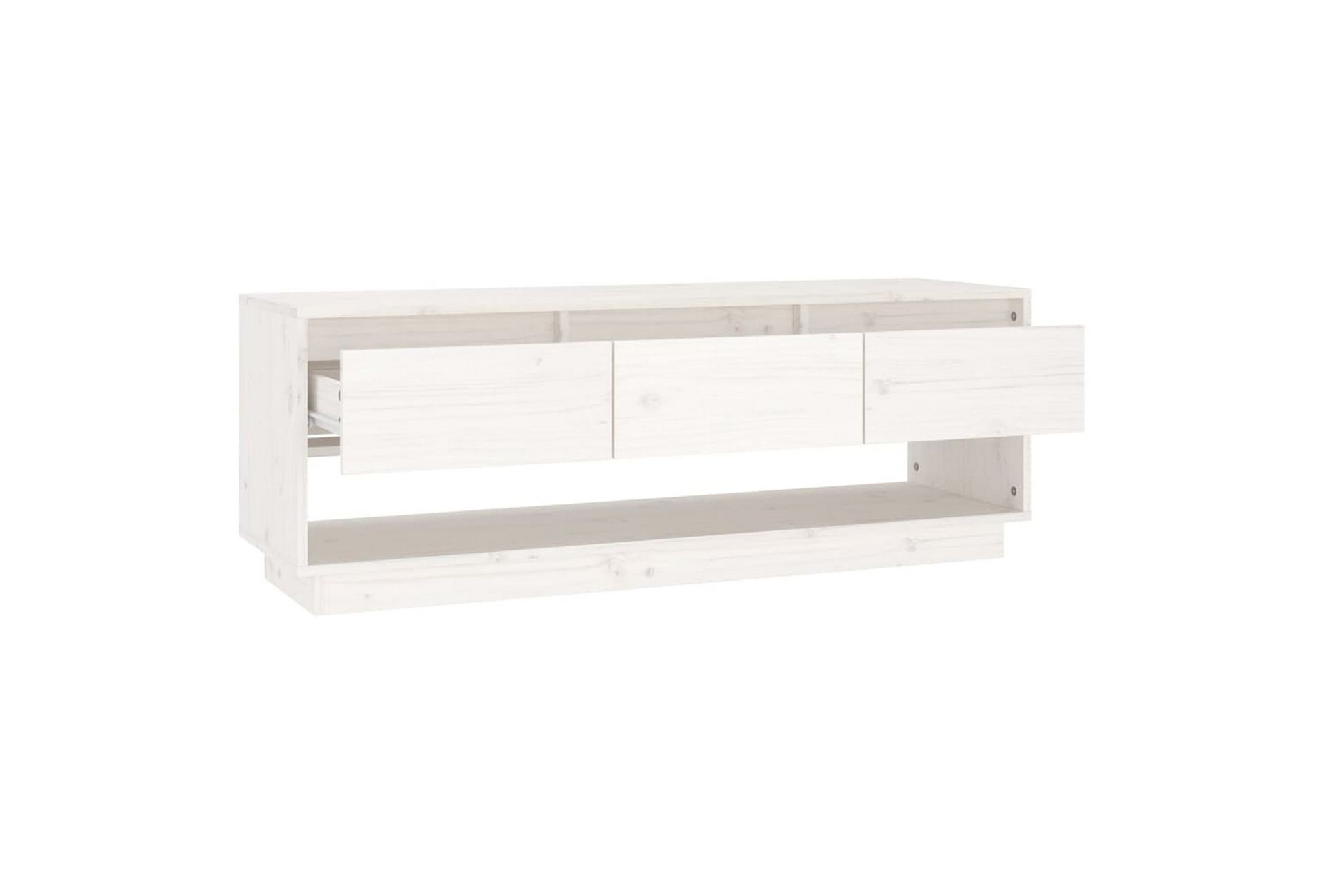 TV-benk hvit 110,5x34x40 cm heltre furu - Hvit - Møbler - Mediamøbel & tv møbel - TV-benk & mediabenk
