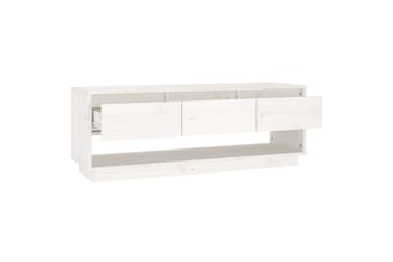 TV-benk hvit 110,5x34x40 cm heltre furu - Hvit - Møbler - Mediamøbel & tv møbel - TV-benk & mediabenk