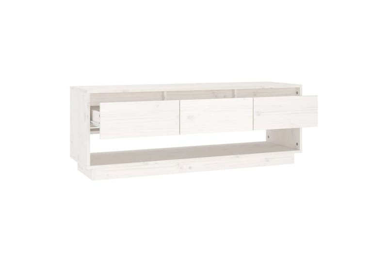 TV-benk hvit 110,5x34x40 cm heltre furu - Hvit - Møbler - Mediamøbel & tv møbel - TV-benk & mediabenk