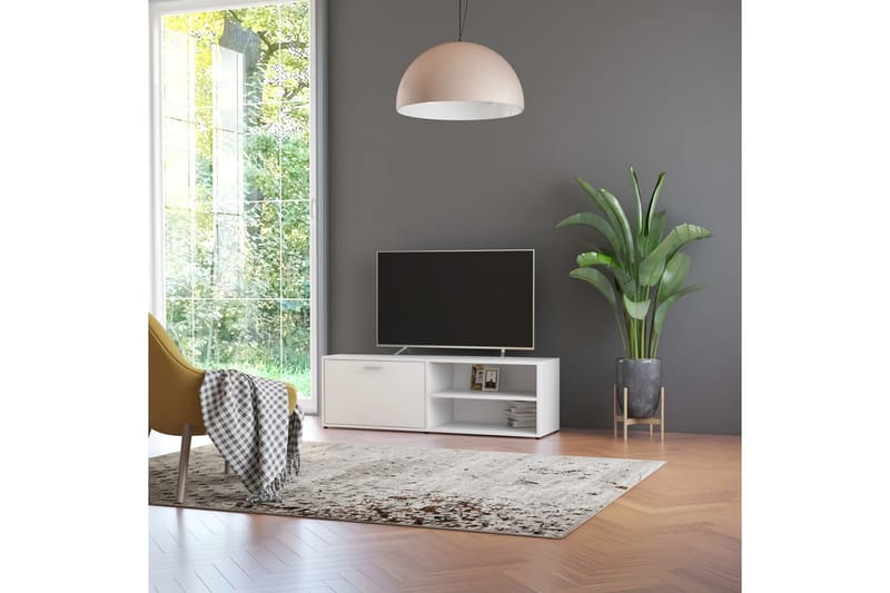 TV-benk hvit 120x34x37 cm sponplate - Hvit - Møbler - Mediamøbel & tv møbel - TV-benk & mediabenk