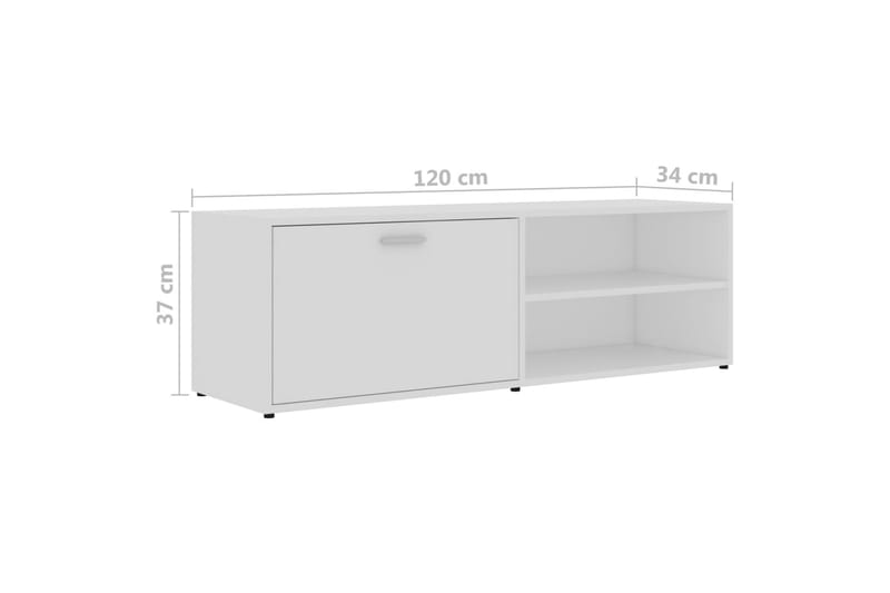 TV-benk hvit 120x34x37 cm sponplate - Hvit - Møbler - Mediamøbel & tv møbel - TV-benk & mediabenk