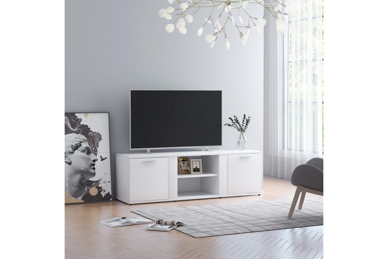 TV-benk hvit 120x34x37 cm sponplate - Hvit - Møbler - Mediamøbel & tv møbel - TV-benk & mediabenk