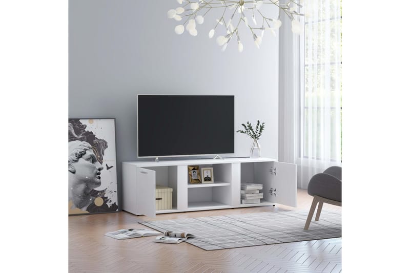 TV-benk hvit 120x34x37 cm sponplate - Hvit - Møbler - Mediamøbel & tv møbel - TV-benk & mediabenk