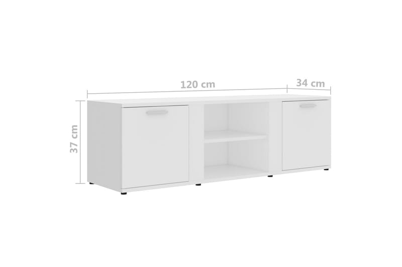 TV-benk hvit 120x34x37 cm sponplate - Hvit - Møbler - Mediamøbel & tv møbel - TV-benk & mediabenk