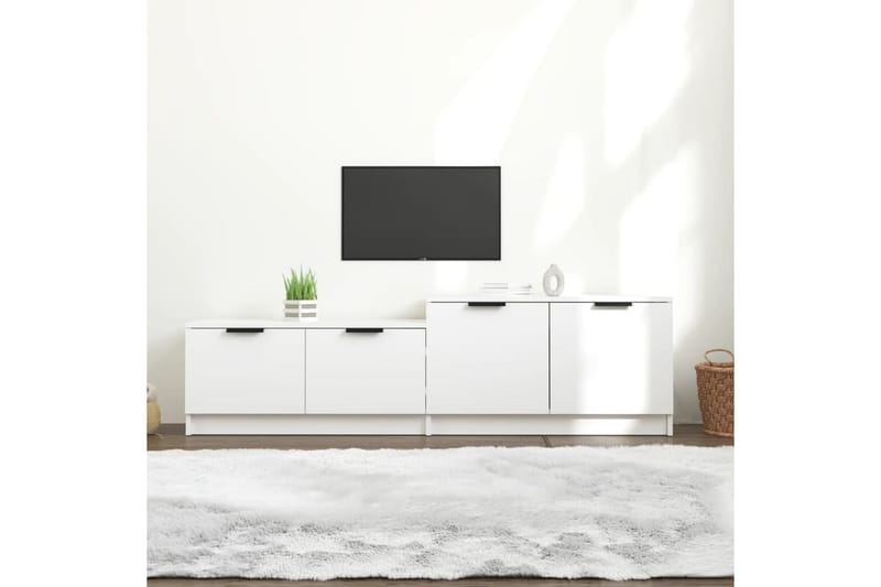 TV-benk hvit 158,5x36x45 cm konstruert tre - Hvit - TV-benk & mediabenk