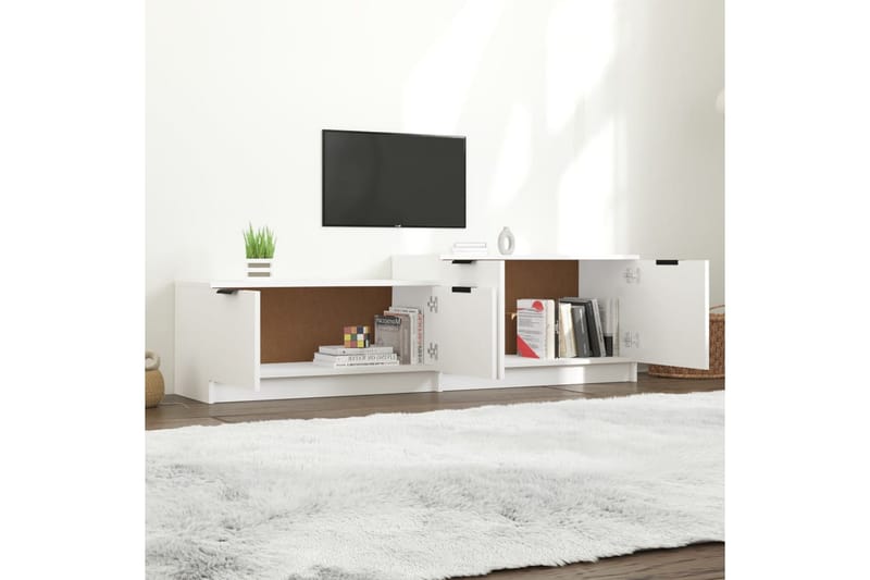 TV-benk hvit 158,5x36x45 cm konstruert tre - Hvit - TV-benk & mediabenk