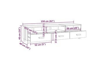 TV-benk hvit 158x40x40 cm heltre furu - Hvit - Møbler - Mediamøbel & tv møbel - TV-benk & mediabenk