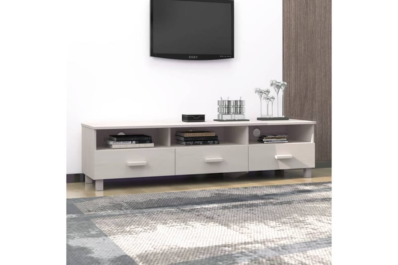 TV-benk hvit 158x40x40 cm heltre furu - Hvit - Møbler - Mediamøbel & tv møbel - TV-benk & mediabenk