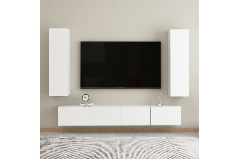 TV-benk hvit 30,5x30x110 cm sponplate - Hvit - Møbler - Mediamøbel & tv møbel - TV-benk & mediabenk
