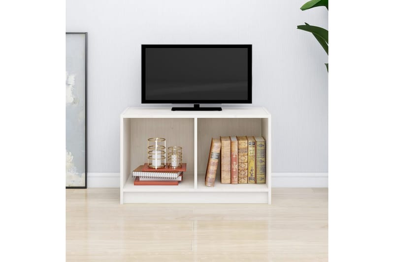 TV-benk hvit 70x33x42 cm heltre furu - Hvit - TV-benk & mediabenk