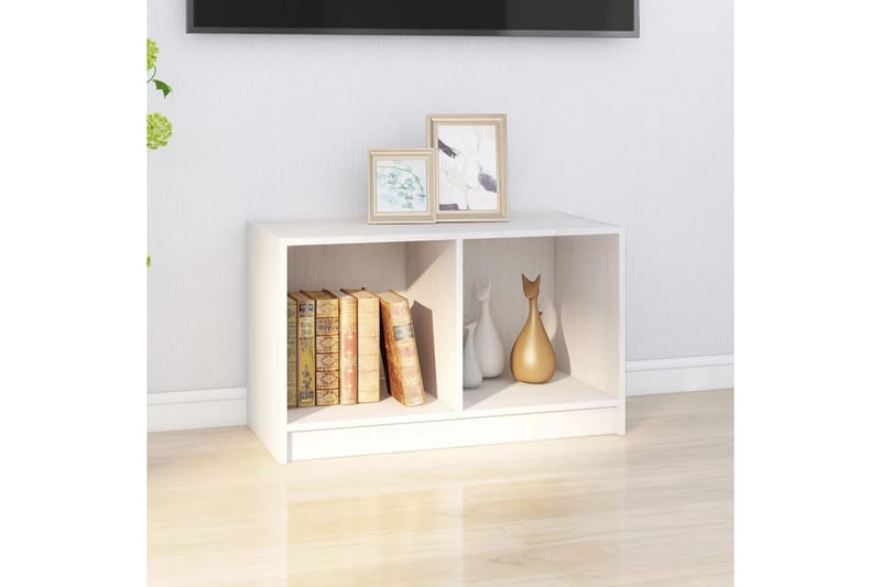 TV-benk hvit 70x33x42 cm heltre furu - Hvit - TV-benk & mediabenk