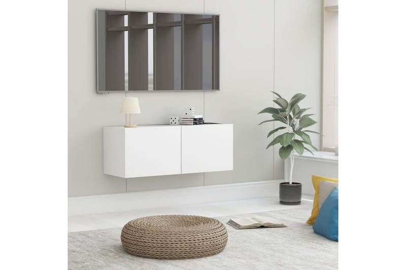 TV-benk hvit 80x30x30 cm sponplate - Møbler - Mediamøbel & tv møbel - TV-benk & mediabenk