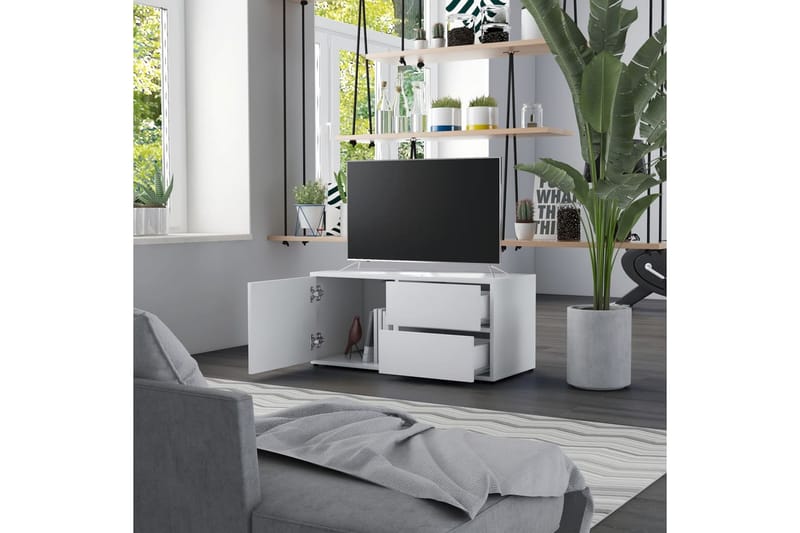 TV-benk hvit 80x34x36 cm sponplate - Hvit - Møbler - Mediamøbel & tv møbel - TV-benk & mediabenk