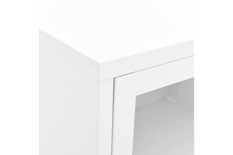 TV-benk hvit 90x30x44 cm stål og glass - Hvit - Møbler - Mediamøbel & tv møbel - TV-benk & mediabenk