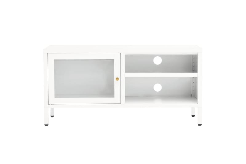 TV-benk hvit 90x30x44 cm stål og glass - Hvit - Møbler - Mediamøbel & tv møbel - TV-benk & mediabenk