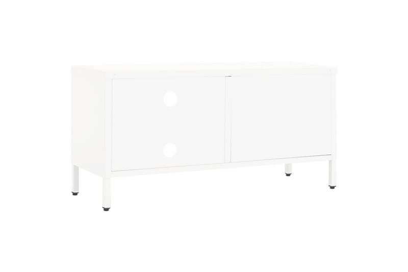TV-benk hvit 90x30x44 cm stål og glass - Hvit - Møbler - Mediamøbel & tv møbel - TV-benk & mediabenk