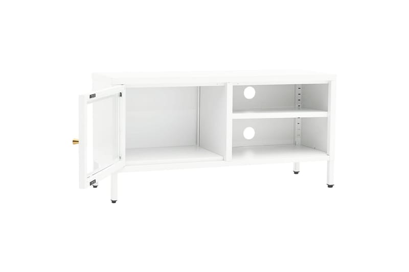 TV-benk hvit 90x30x44 cm stål og glass - Hvit - Møbler - Mediamøbel & tv møbel - TV-benk & mediabenk