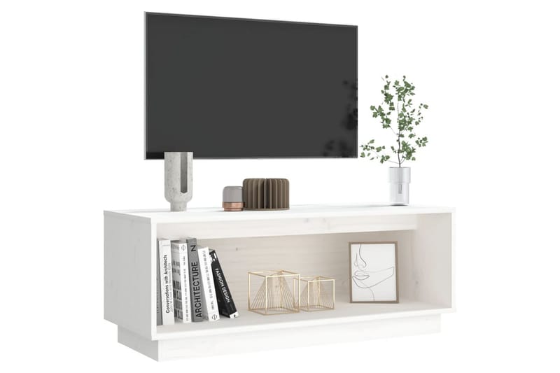 TV-benk hvit 90x35x35 cm heltre furu - Hvit - TV-benk & mediabenk