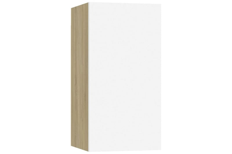 TV-benk hvit og sonoma eik 30,5x30x60 cm sponplate - Beige - Møbler - Mediamøbel & tv møbel - TV-benk & mediabenk