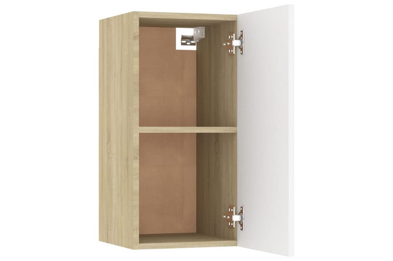 TV-benk hvit og sonoma eik 30,5x30x60 cm sponplate - Beige - Møbler - Mediamøbel & tv møbel - TV-benk & mediabenk
