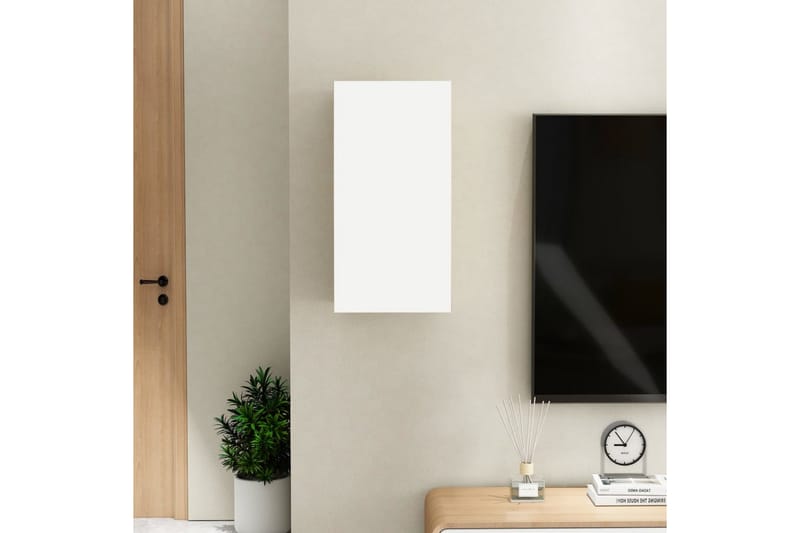 TV-benk hvit og sonoma eik 30,5x30x60 cm sponplate - Beige - Møbler - Mediamøbel & tv møbel - TV-benk & mediabenk