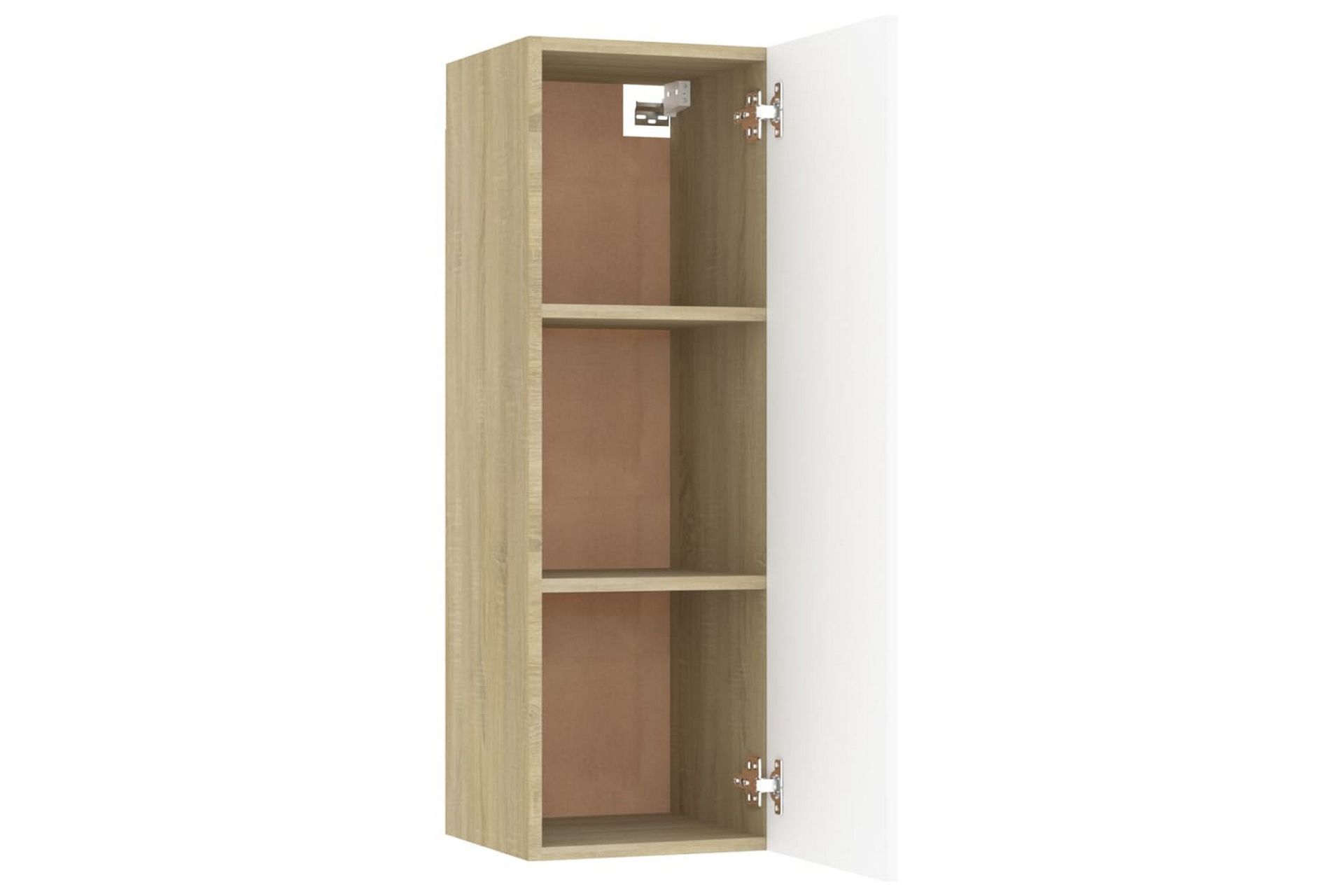 TV-benk hvit og sonoma eik 30,5x30x90 cm sponplate - Beige - Møbler - Mediamøbel & tv møbel - TV-benk & mediabenk