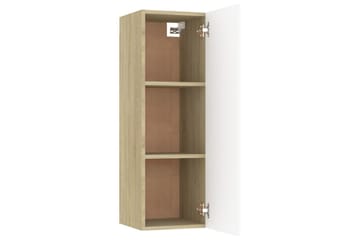 TV-benk hvit og sonoma eik 30,5x30x90 cm sponplate - Beige - Møbler - Mediamøbel & tv møbel - TV-benk & mediabenk