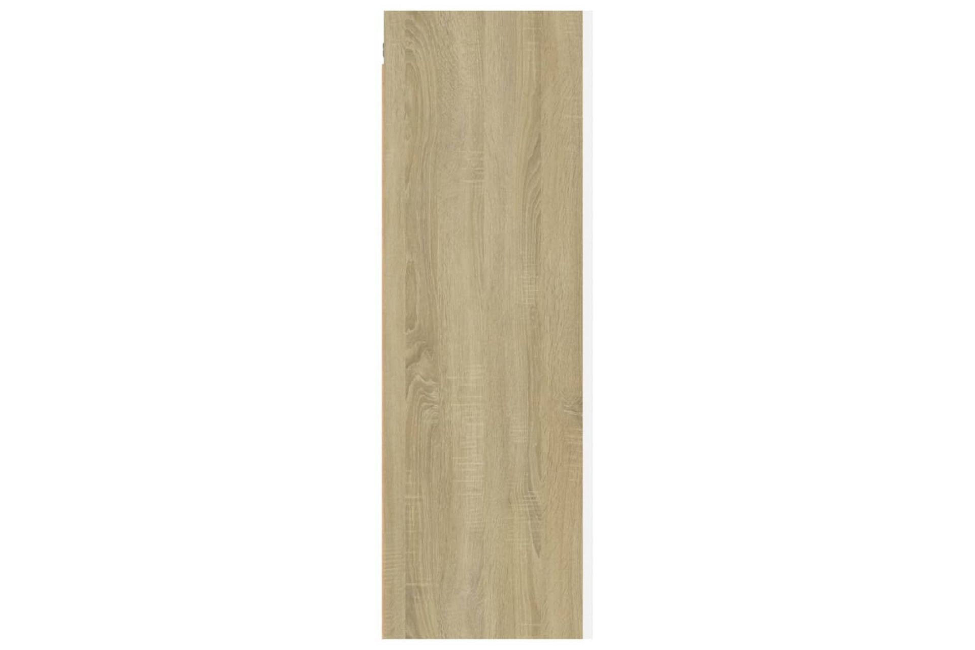 TV-benk hvit og sonoma eik 30,5x30x90 cm sponplate - Beige - Møbler - Mediamøbel & tv møbel - TV-benk & mediabenk
