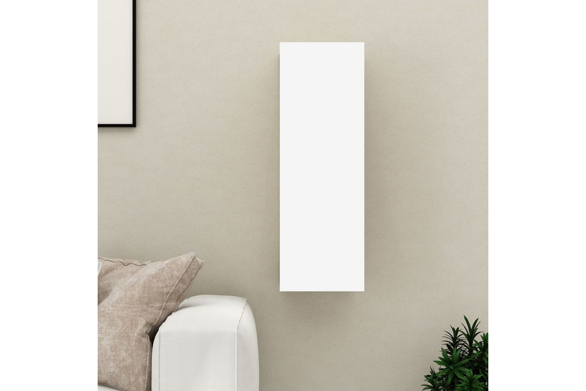 TV-benk hvit og sonoma eik 30,5x30x90 cm sponplate - Beige - Møbler - Mediamøbel & tv møbel - TV-benk & mediabenk