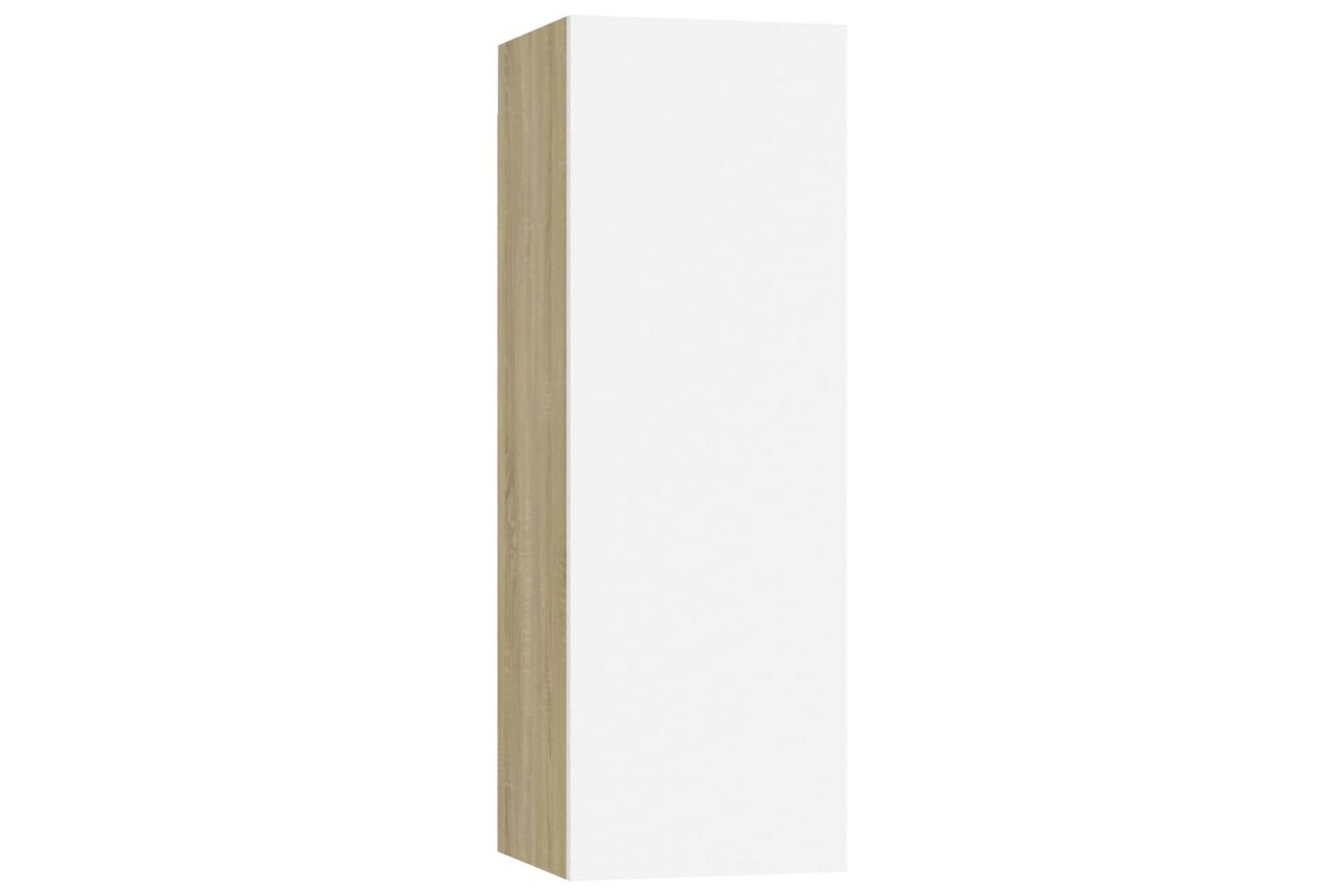 TV-benk hvit og sonoma eik 30,5x30x90 cm sponplate - Beige - Møbler - Mediamøbel & tv møbel - TV-benk & mediabenk