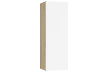 TV-benk hvit og sonoma eik 30,5x30x90 cm sponplate - Beige - Møbler - Mediamøbel & tv møbel - TV-benk & mediabenk