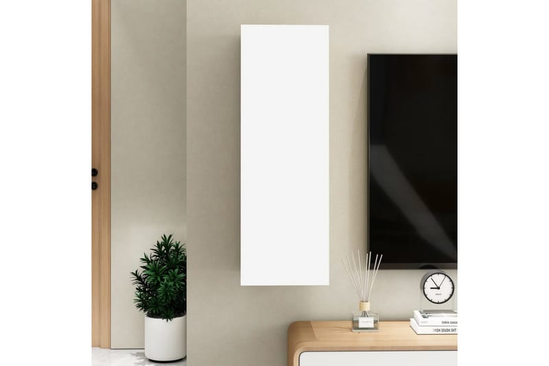 TV-benk hvit og sonoma eik 30,5x30x90 cm sponplate - Beige - Møbler - Mediamøbel & tv møbel - TV-benk & mediabenk
