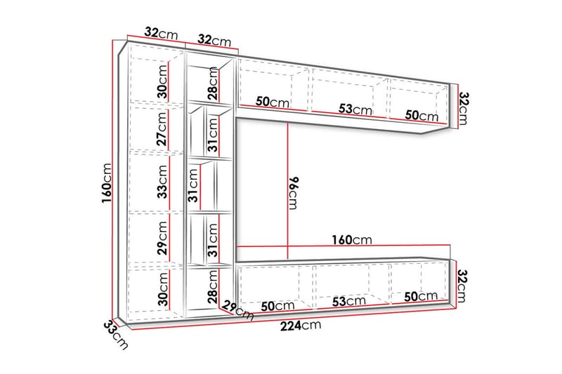 Tv-benk - Hvit|Eik - Møbler - Mediamøbel & tv møbel - TV-benk & mediabenk
