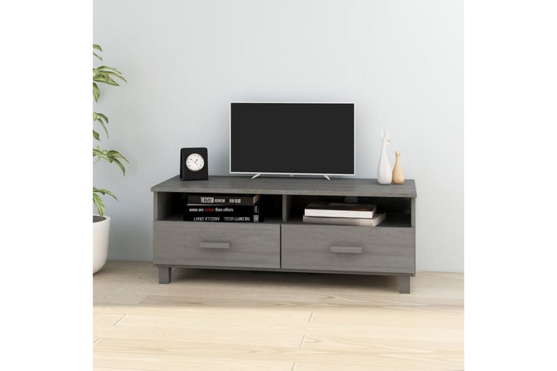 TV-benk lysegrå 106x40x40 cm heltre furu - Grå - Møbler - Mediamøbel & tv møbel - TV-benk & mediabenk