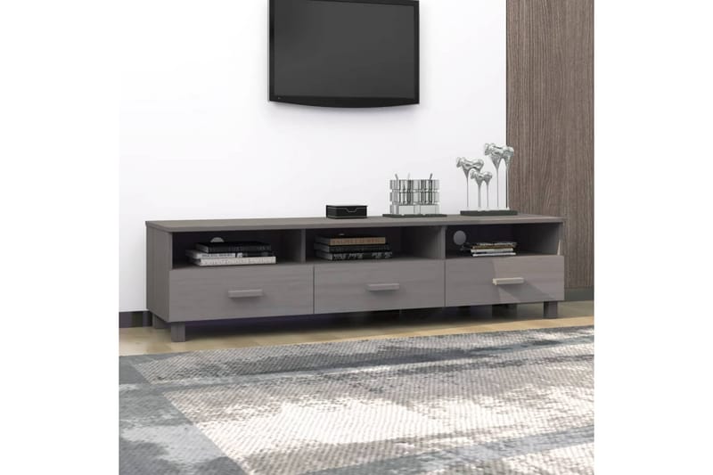 TV-benk lysegrå 158x40x40 cm heltre furu - Grå - Møbler - Mediamøbel & tv møbel - TV-benk & mediabenk