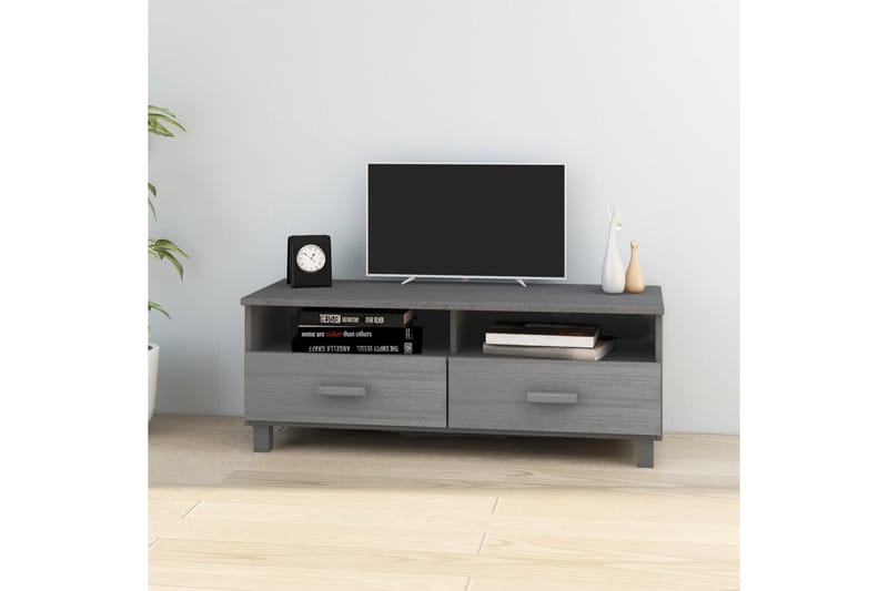 TV-benk mørkegrå 106x40x40 cm heltre furu - Grå - Møbler - Mediamøbel & tv møbel - TV-benk & mediabenk