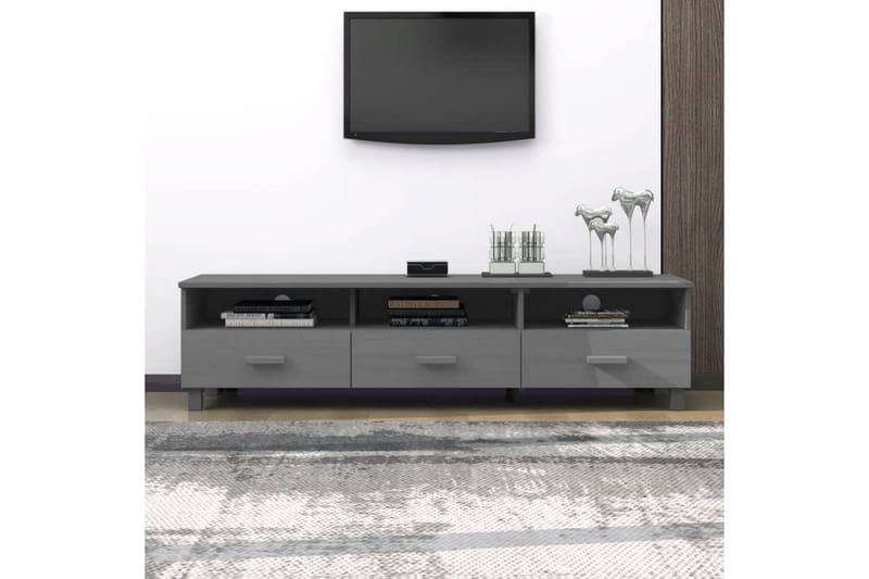 TV-benk mørkegrå 158x40x40 cm heltre furu - Grå - Møbler - Mediamøbel & tv møbel - TV-benk & mediabenk