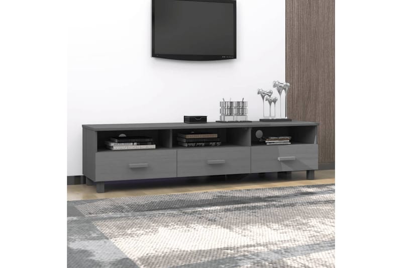 TV-benk mørkegrå 158x40x40 cm heltre furu - Grå - Møbler - Mediamøbel & tv møbel - TV-benk & mediabenk