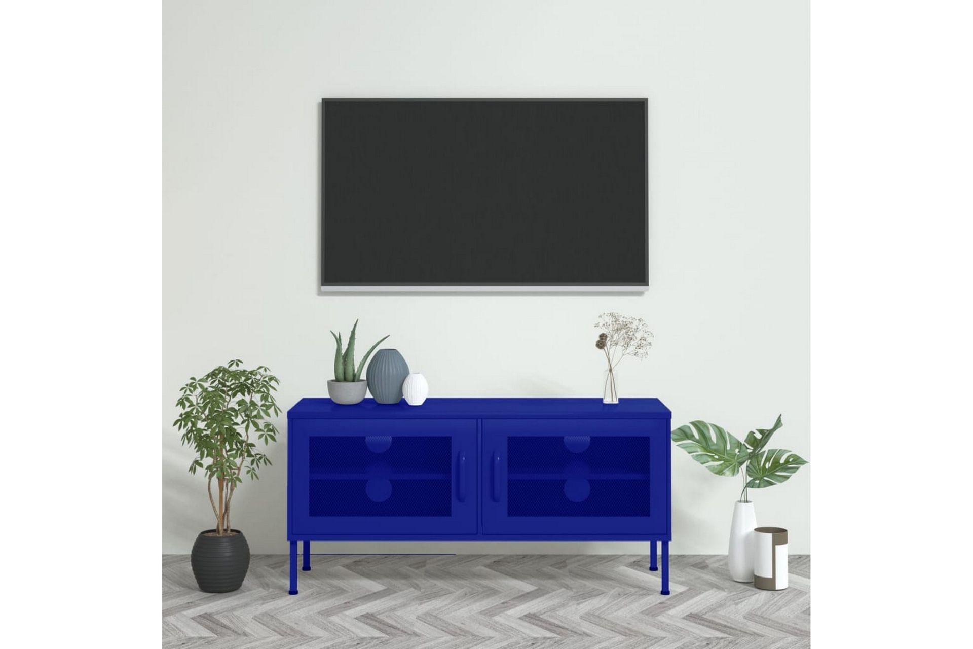 TV-benk marineblå 105x35x50 cm stål - Blå - Møbler - Mediamøbel & tv møbel - TV-benk & mediabenk