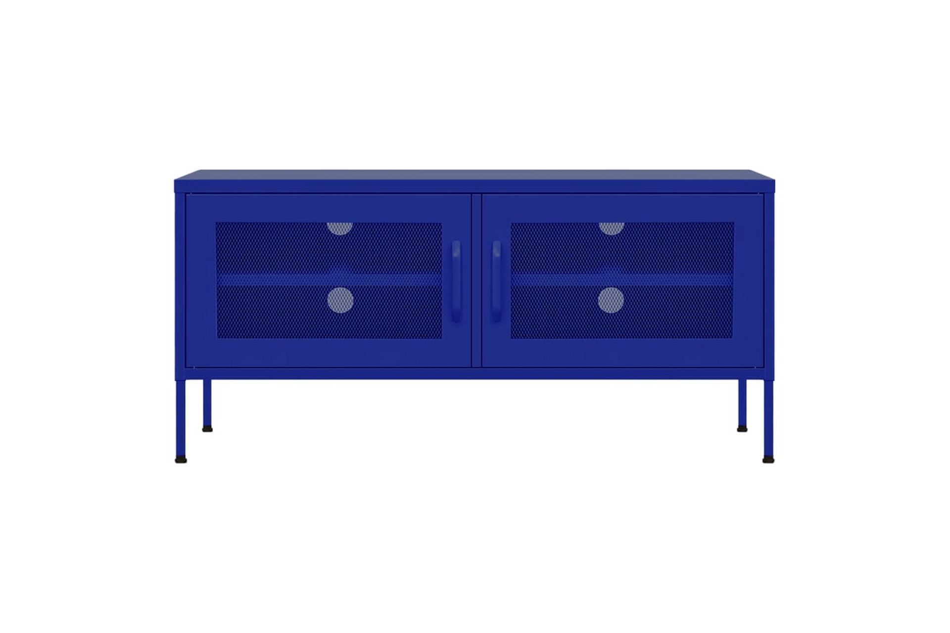 TV-benk marineblå 105x35x50 cm stål - Blå - Møbler - Mediamøbel & tv møbel - TV-benk & mediabenk