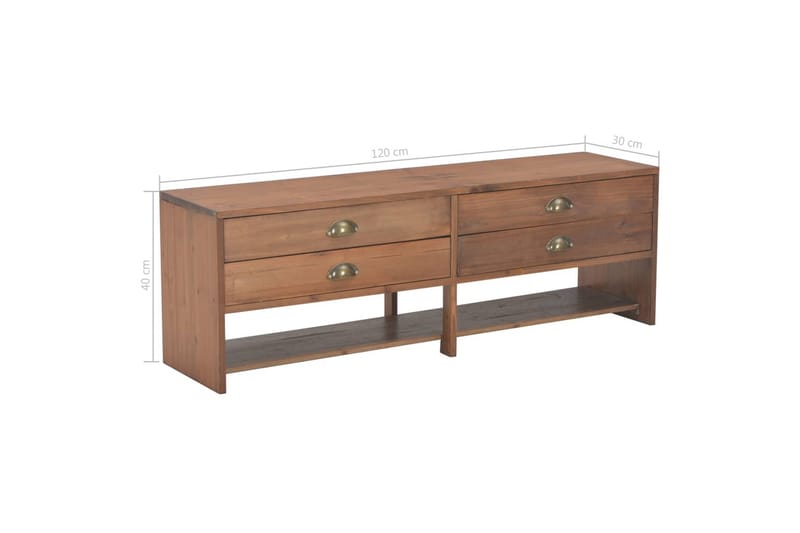 TV-benk med 4 skuffer 120x30x40 cm heltre gran - Brun - Møbler - Mediamøbel & tv møbel - TV-benk & mediabenk